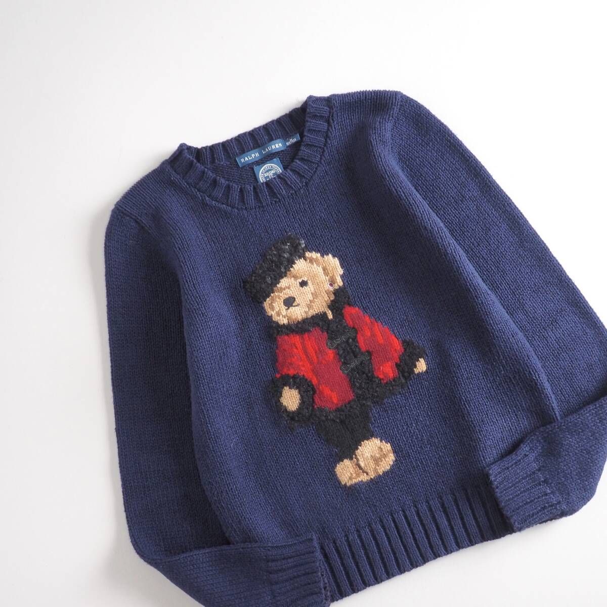 ラルフローレン　Ralph Lauren　希少　ニット　セーター　ポロベア　ネイビー　レディース　美品