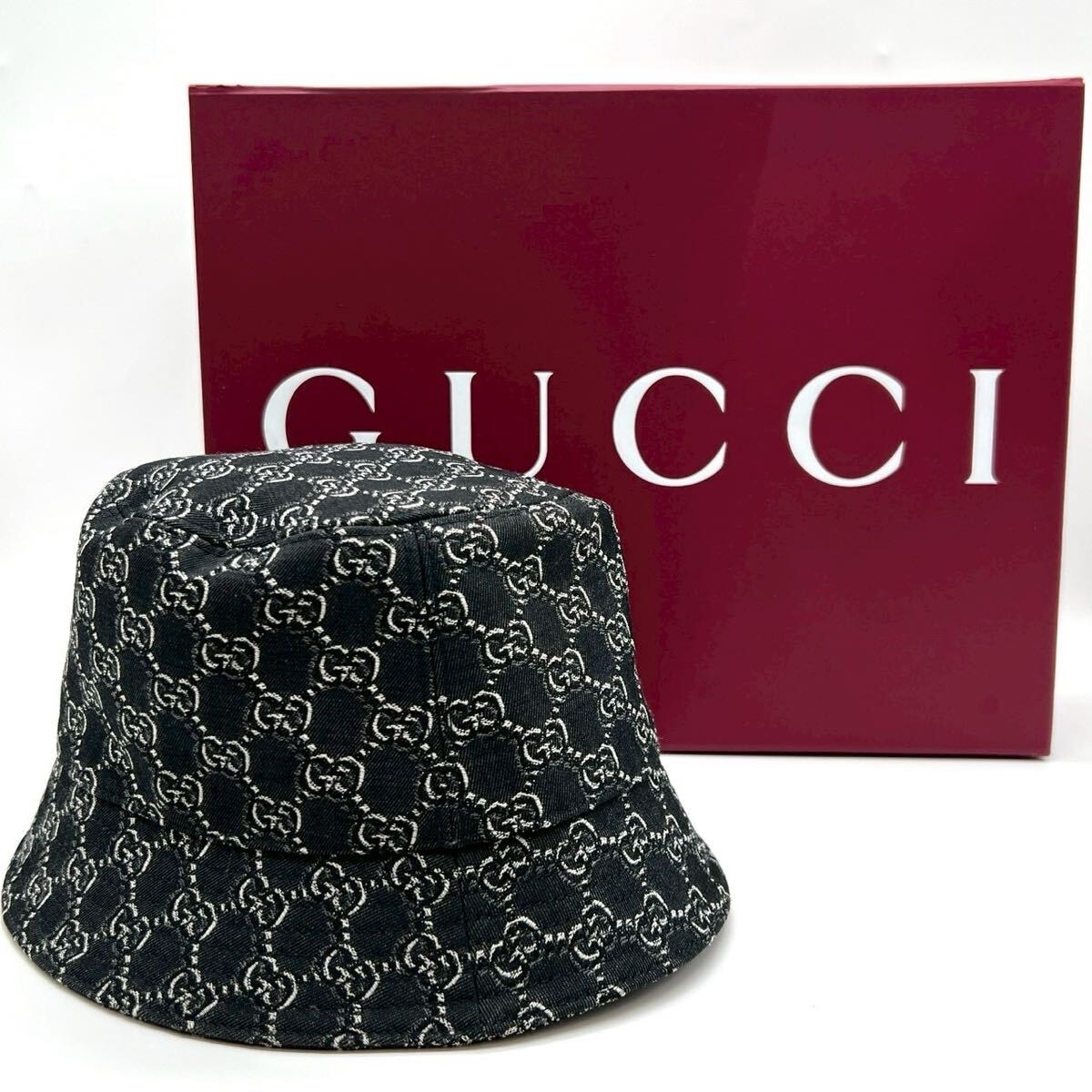 B (目立った傷や汚れなし)】GUCCI グッチ バケットハット GGシャドウ L