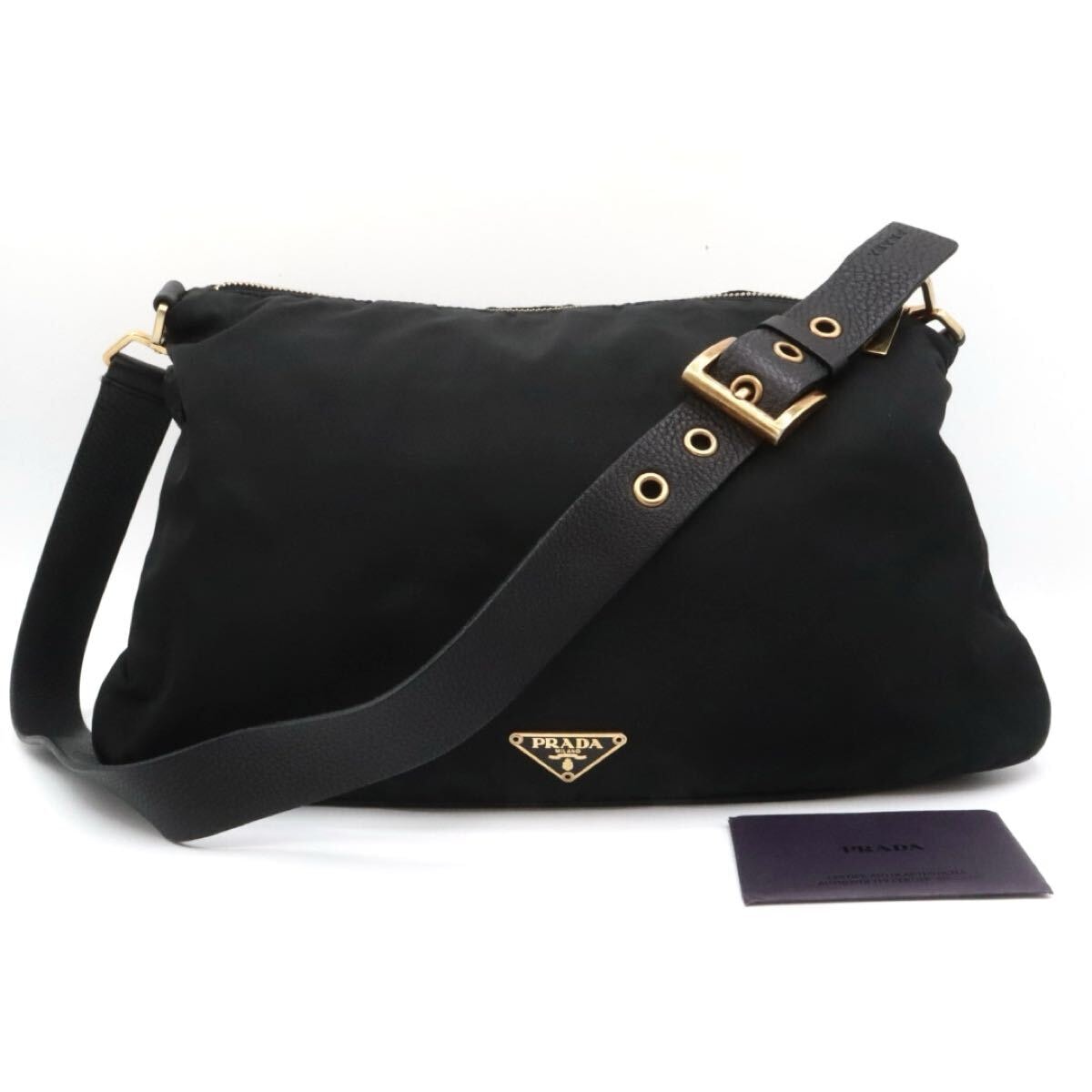PRADA 美品　プラダ　ナイロン　三角ロゴ　ショルダーバッグ　ブラック