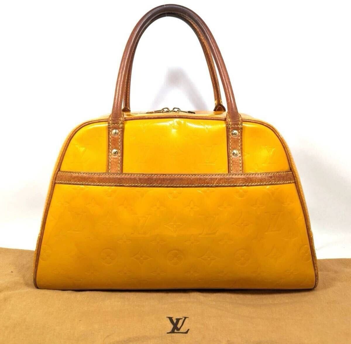 LOUIS VUITTON ハンドバッグ トンプキンス スクエア ヴェルニ イエロー M91102 ヴィンテージ バッグ