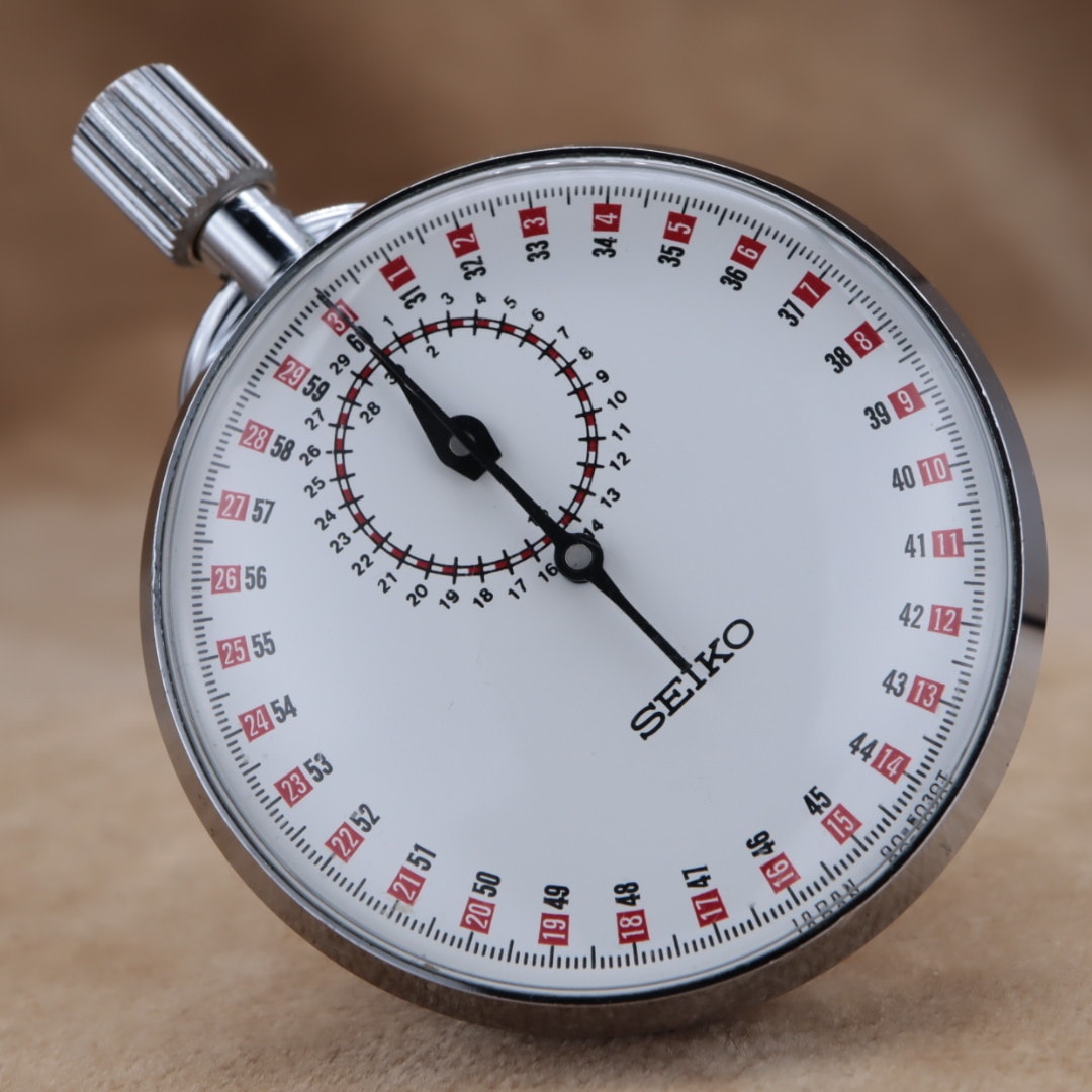 【点検済】SEIKO 90-5010 セイコー 手巻き ストップウォッチ 白文字盤 SS ステンレススチール 積算計 機械 レトロ CH45