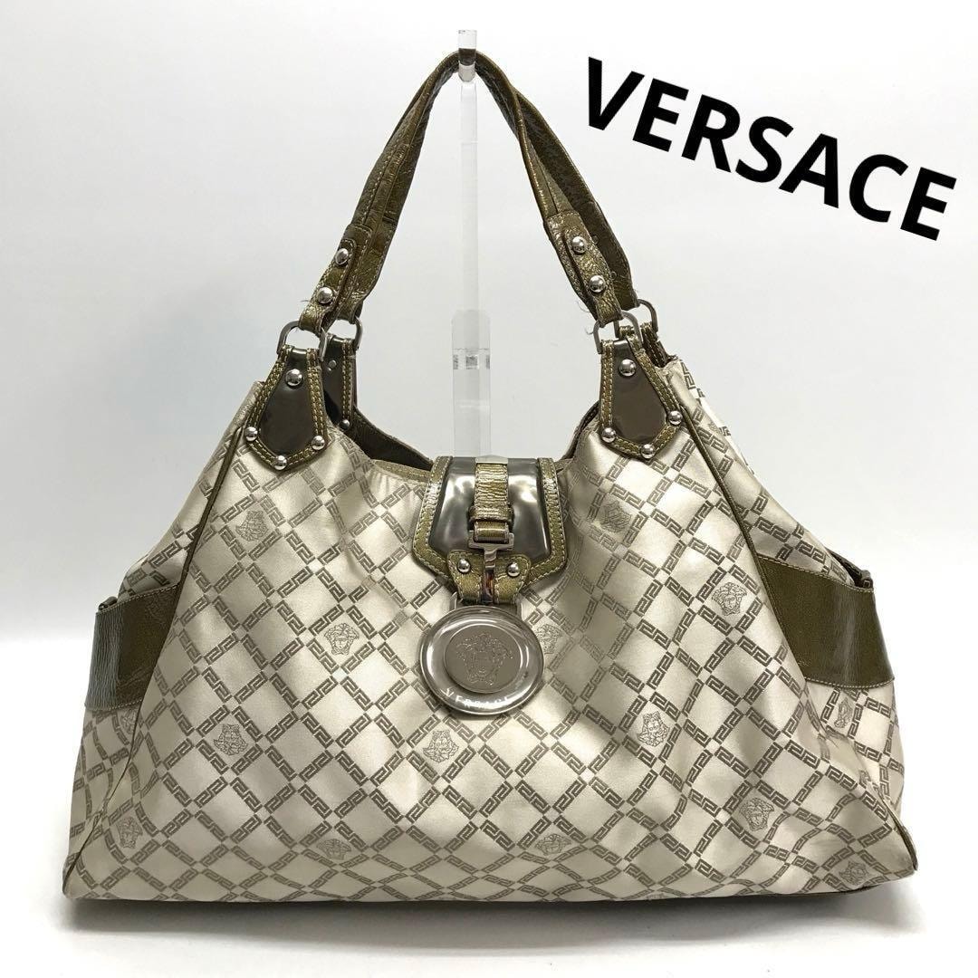 VERSACE メデューサモチーフ トートバッグ レディース 総柄 ベージュ系