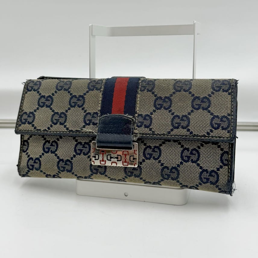 C (やや傷や汚れあり)】GUCCI グッチ 長財布 シェリーライン GG C (やや傷や汚れあり)】GUCCI グッチ 長財布 シェリーライン GG