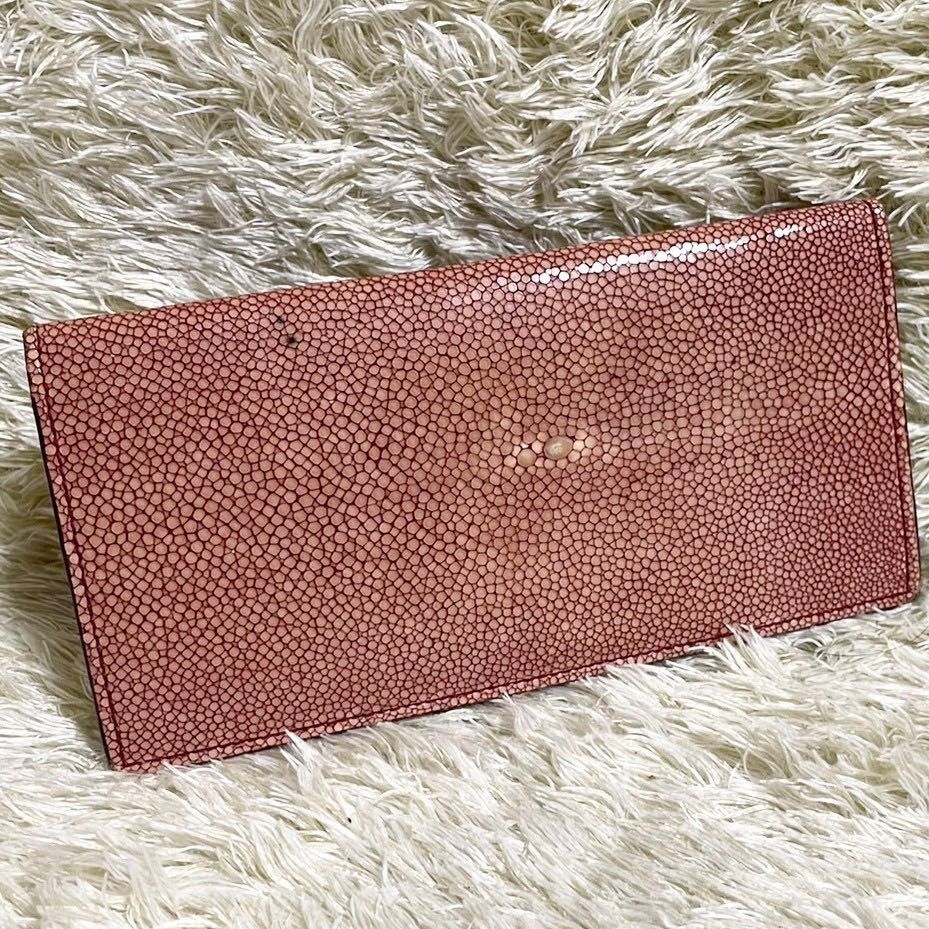 美品 BOTTEGA VENETA ボッテガヴェネタ スティングレイ リアルレザー ボルドー 赤系 お札入れ 長財布 ロングウォレット メンズ レディース