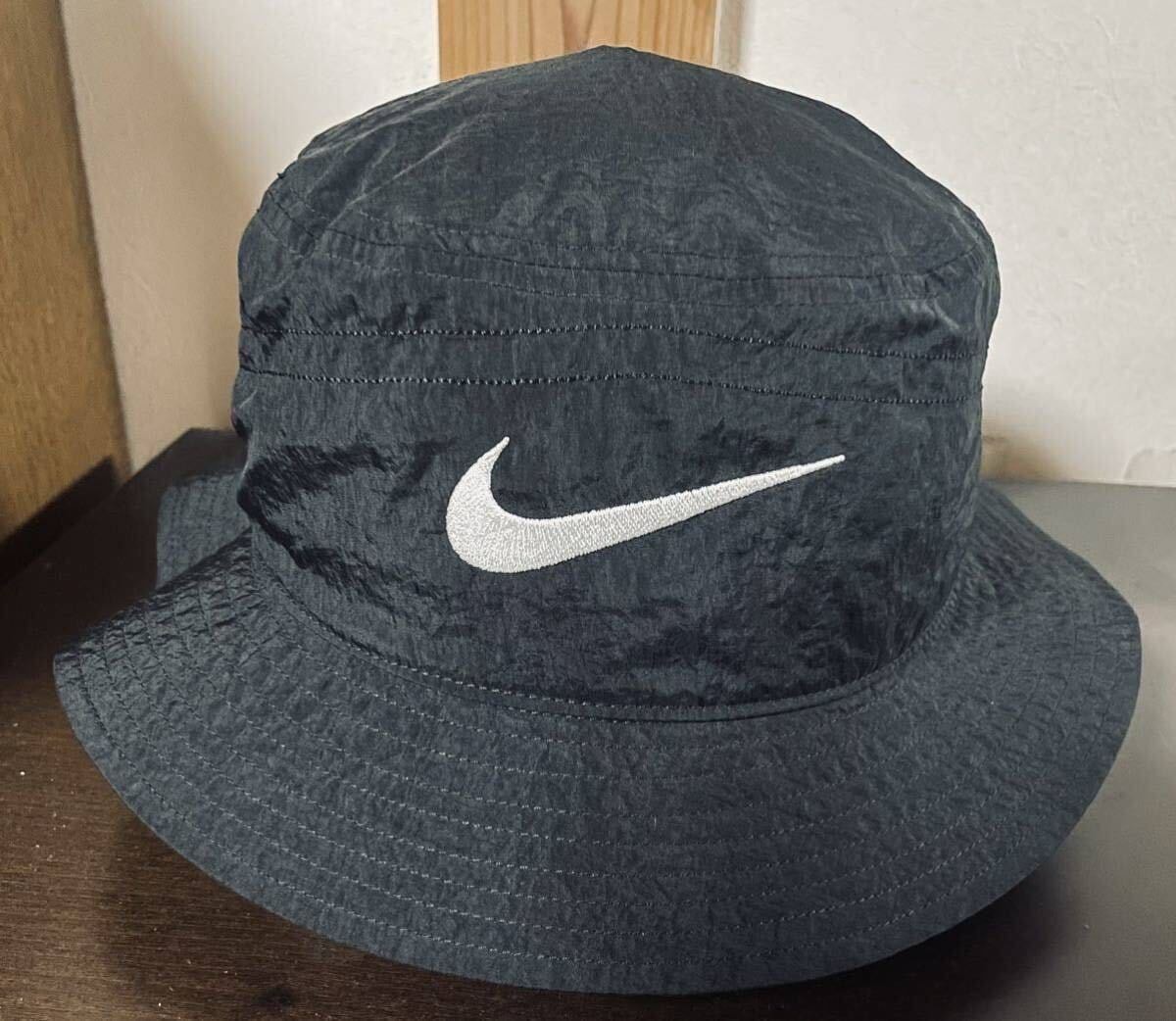 STUSSY Nike L XL ナイロン　バケットハット　ナイキ　ハット　ブラック　ホワイト　キャップ　ハット　
