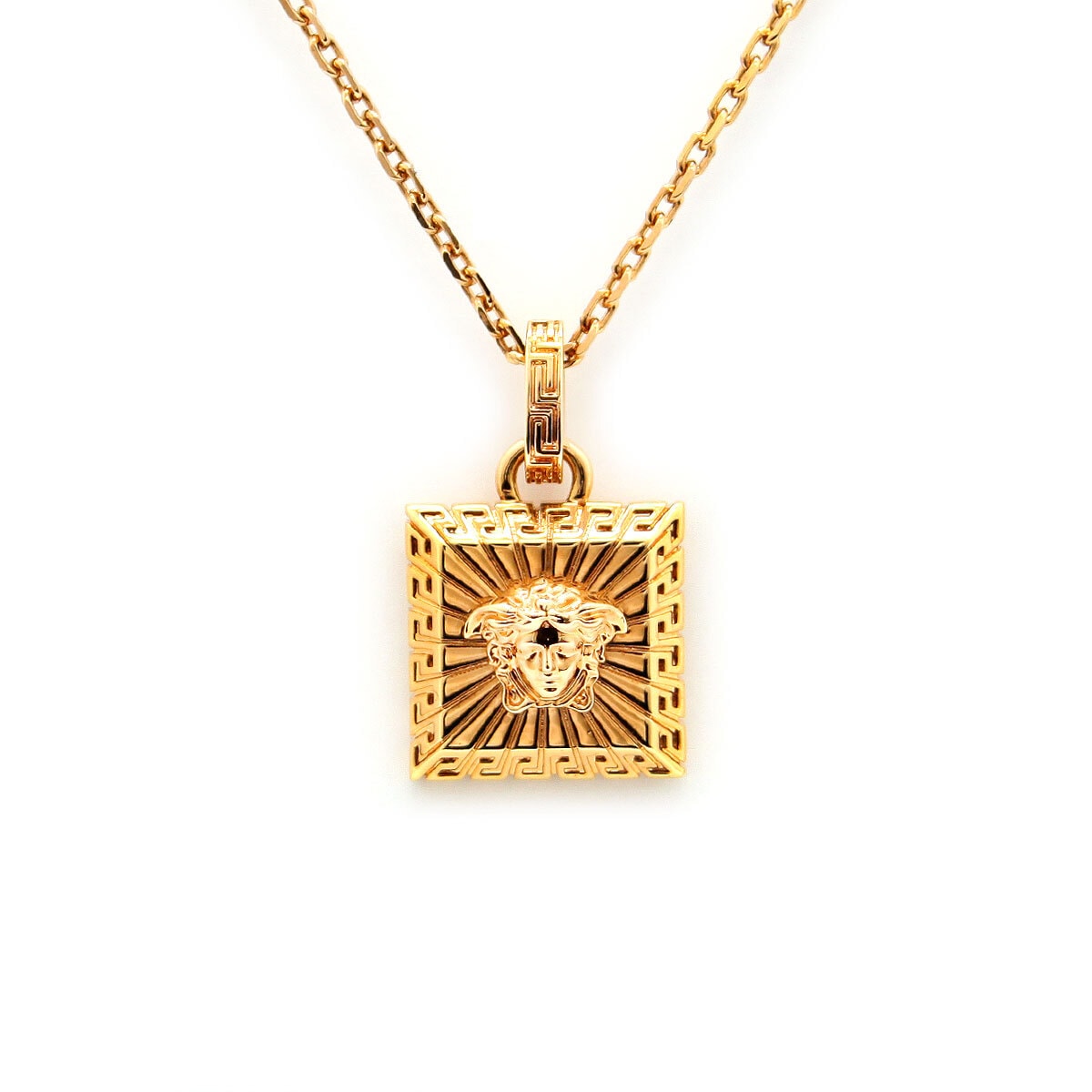 中古 美品 ヴェルサーチェ VERSACE ネックレス ペンダント メドゥーサ スクエア 1004341 ゴールド アクセサリー メンズ ベルサーチ 金色