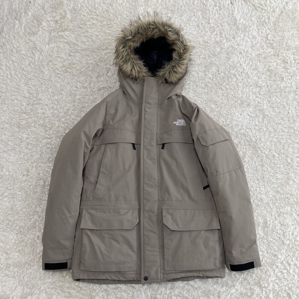 極美品!THE NORTH ブラック ノースフェイス ダウンジャケット マクマードパーカー サイズXL ベージュ