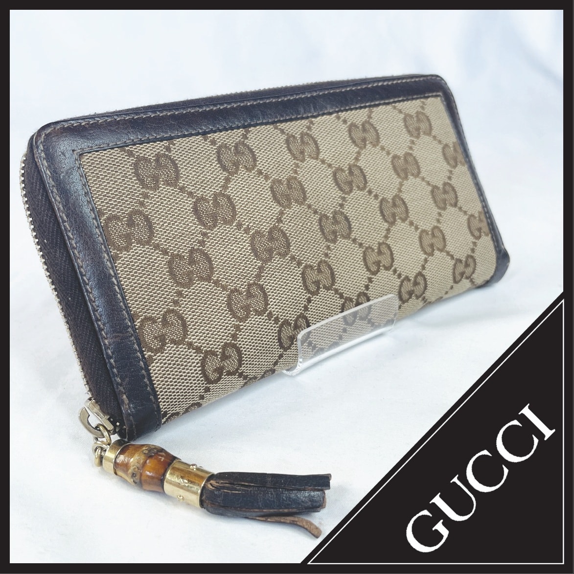 【美品】グッチ 長財布 ラウンドファスナー GG キャンバス タッセル　バンブー 楽天市場】【財布】GUCCI グッチ GGキャンバス バンブータッセル