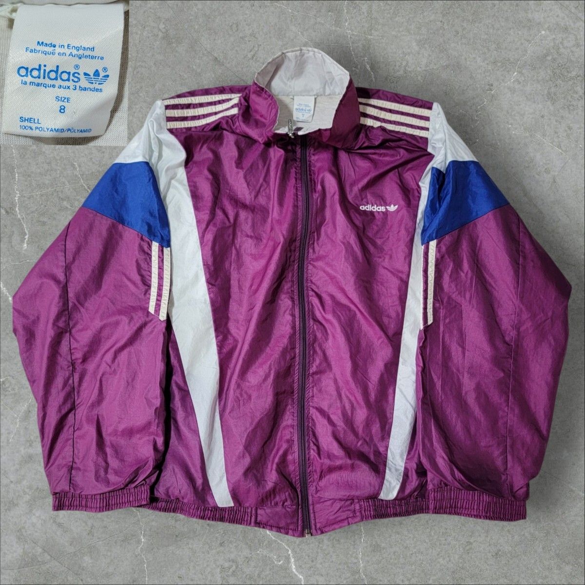 超希少 70S イングランド製 アディダス adidas ナイロントラックジャケット UK 8 日本L～XL程度ナイロンジャケット OLD adidas