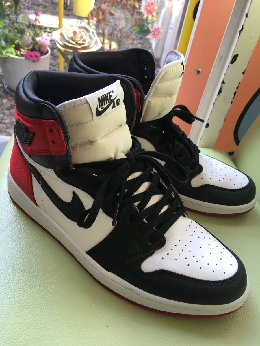 NIKE AIR JORDAN1 satin black toe 29cm つま黒