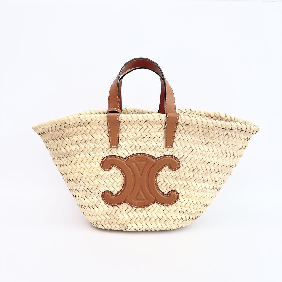 セリーヌ ティーン CELINE クラシック パニエ ラフィア＆カーフスキン レディース ハンドバッグ ショルダーバッグ かごバッグ 