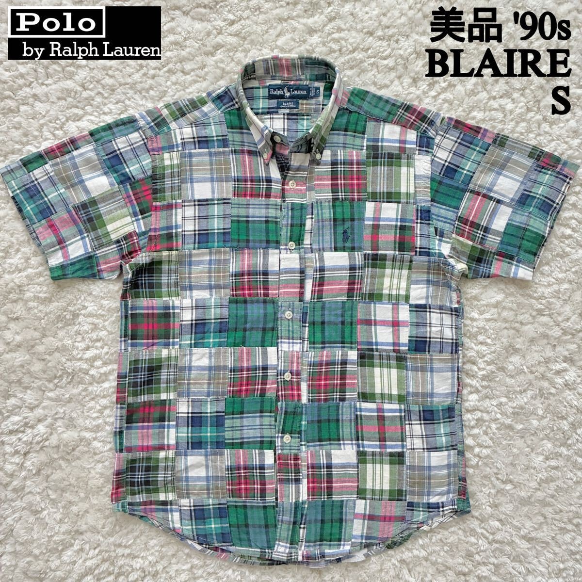 90sヴィンテージ Polo Ralph Lauren 半袖チェックシャツ M 80s-90s 