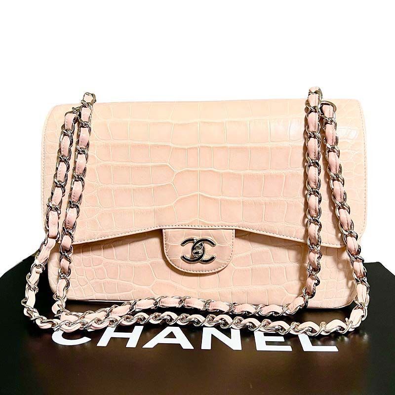 激レア　Gカード付き　CHANEL シャネル 希少　マトラッセ　ピンク マットクロコ チェーンショルダーバッグ 30 シルバー金具