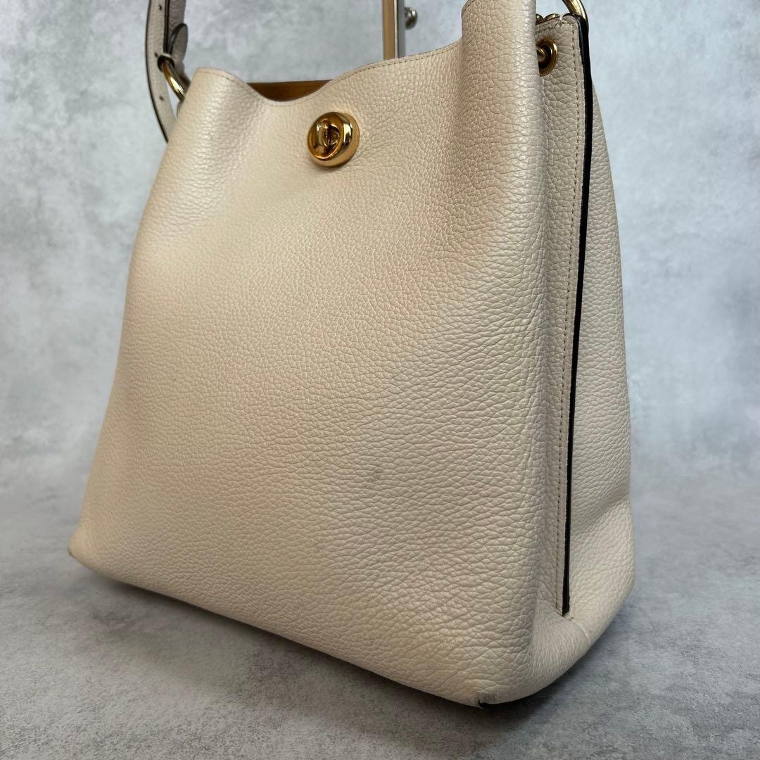 COACH コーチ レザー 2way チャーリー バケット ショルダーバッグ 白 ホワイト