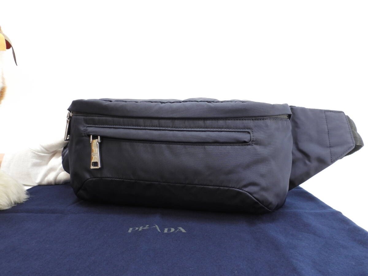 プラダ ボディバッグ ナイロン 紺 ウエストバッグ バムバッグ 美品@173 2