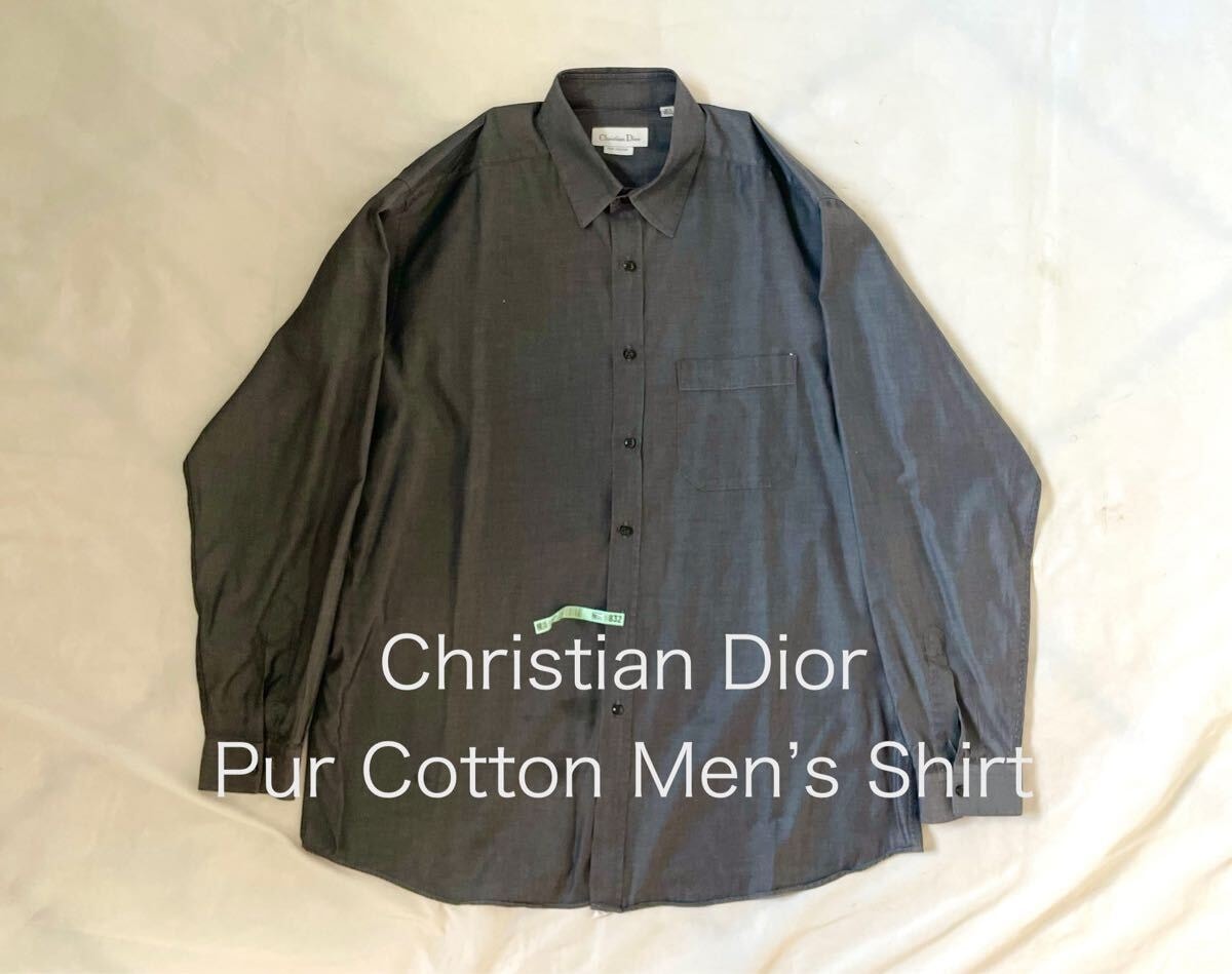 90s Christian Dior Monsieurクリスチャン ディオール 長袖 シャツ グレー XLメンズ 16 1/2HommeオムgarconsギャルソンCharvetシャルべL