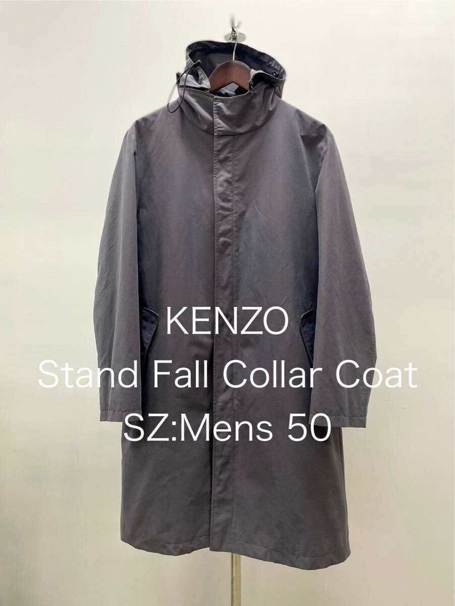 美品KENZOケンゾーVintageビンテージ フード ステンカラー コート メンズ 50 L XL 一枚袖 レインコート トレンチ バーバリーBurberry