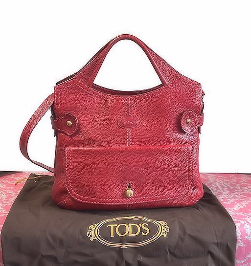 値下★TOD'S トッズ★レザー・2way・トート・ショルダー・バッグ・レッド★布袋有★美品
