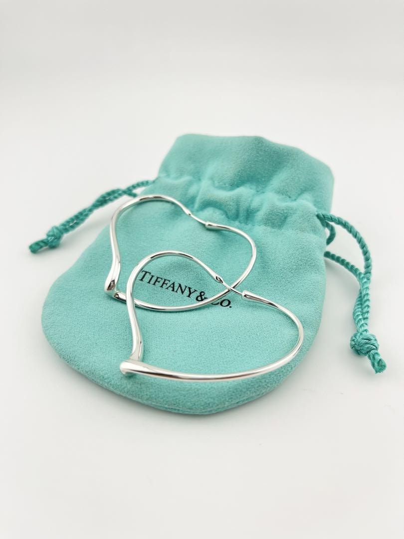 極美品 ティファニー 925 オープンハート フープ ピアス(両耳用)