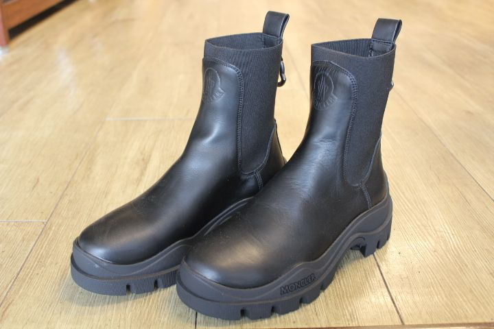 未使用 MONCLER Larue チェルシー ブーツ ブラック モンクレール レザー EU 35 JP 22.5　アンクル