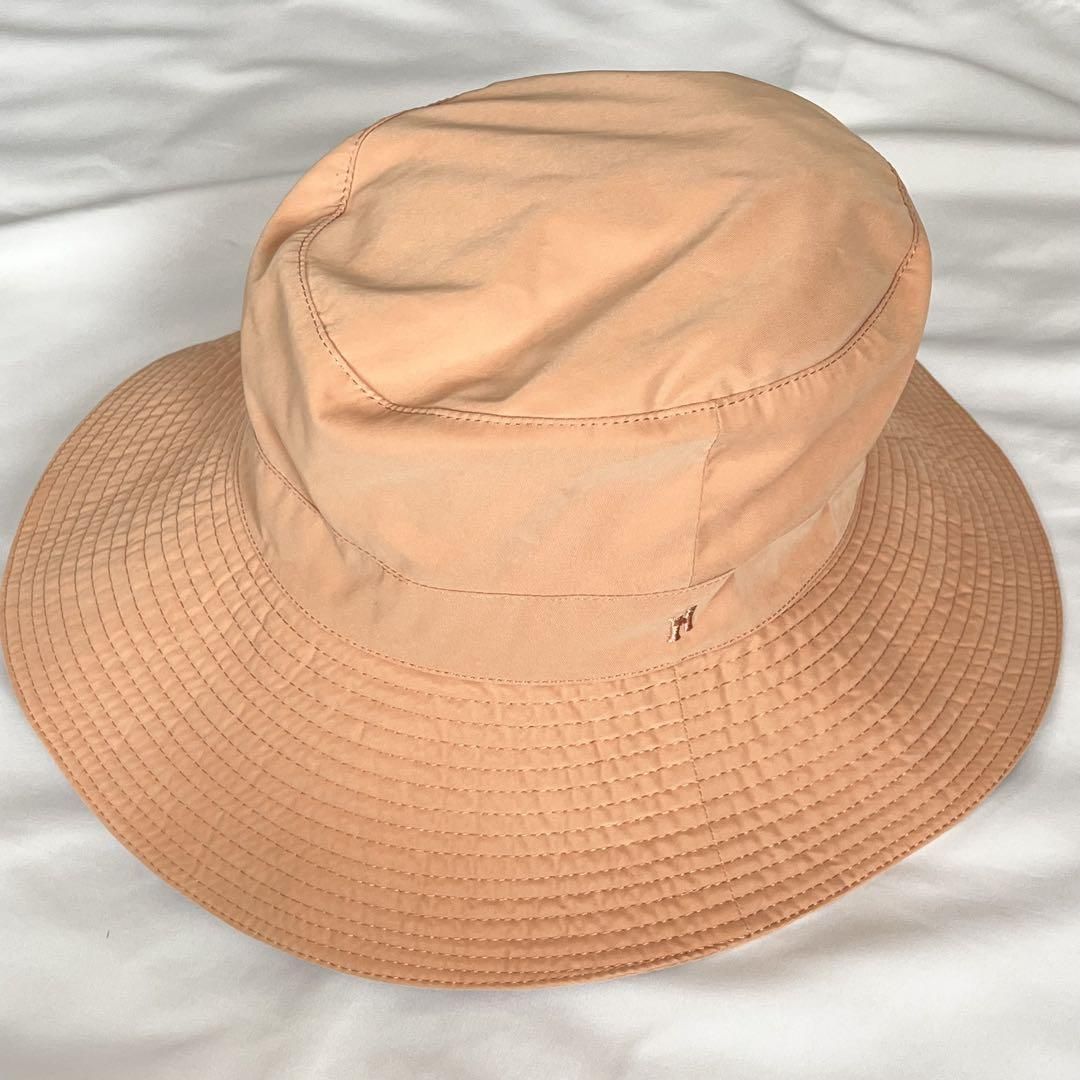 【美品】HERMES エルメス バケットハット Hロゴ ピンク オレンジ 58