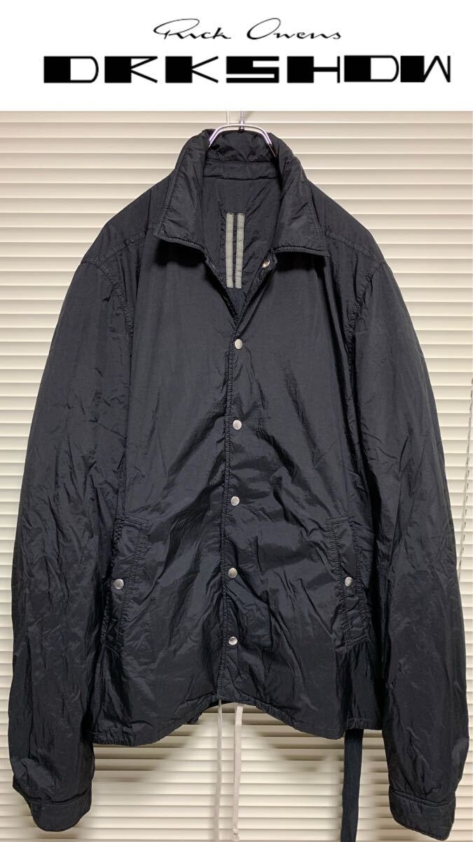 新品《 Rick Owens DRKSHDW 》Snap Front Padded Coach Jacket ( BLACK ) M リックオウエンス ダークシャドウ ナイロン コーチジャケット