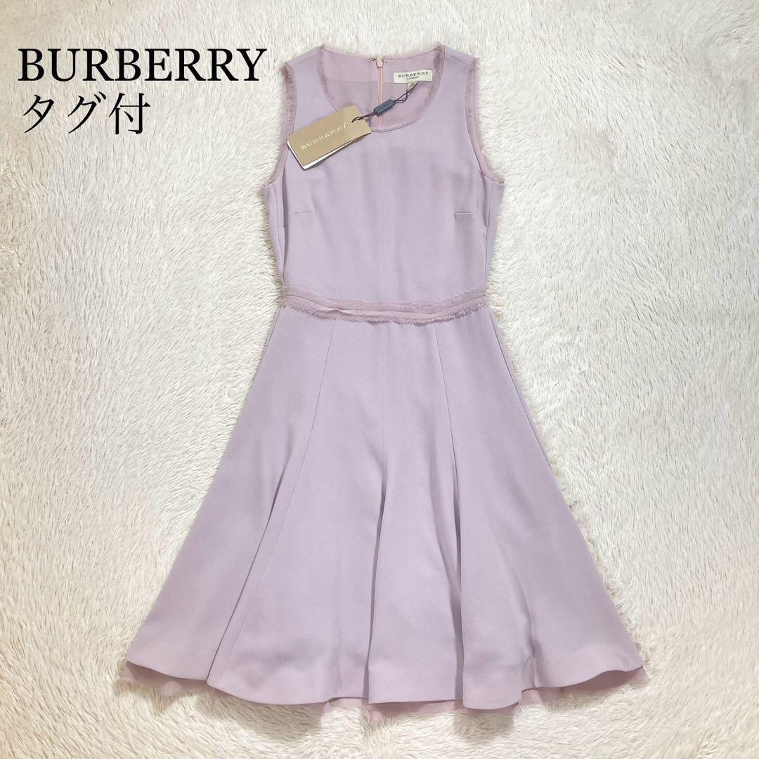 未使用タグ付 BURBERRY バーバリー ひざ丈ワンピース ドレス アセテート
