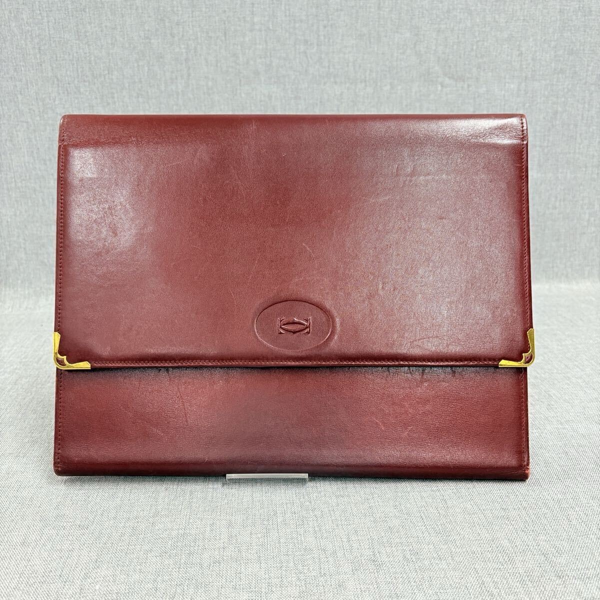 Cartier カルティエ マストライン クラッチバッグ ボルドー レザー