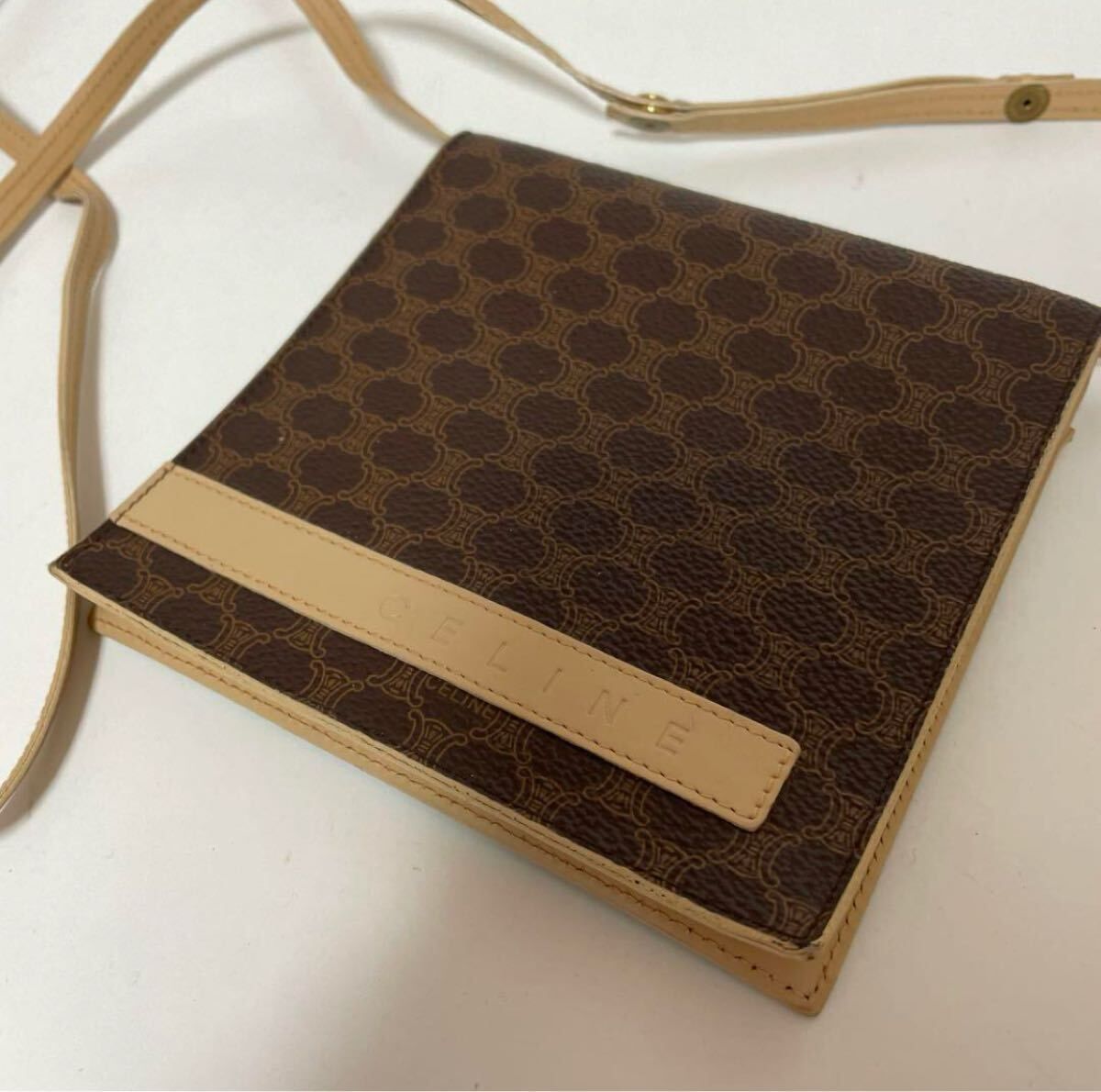 CELINE セリーヌ マカダム柄 ポシェット ショルダーウォレット ヴィンテージ 中古