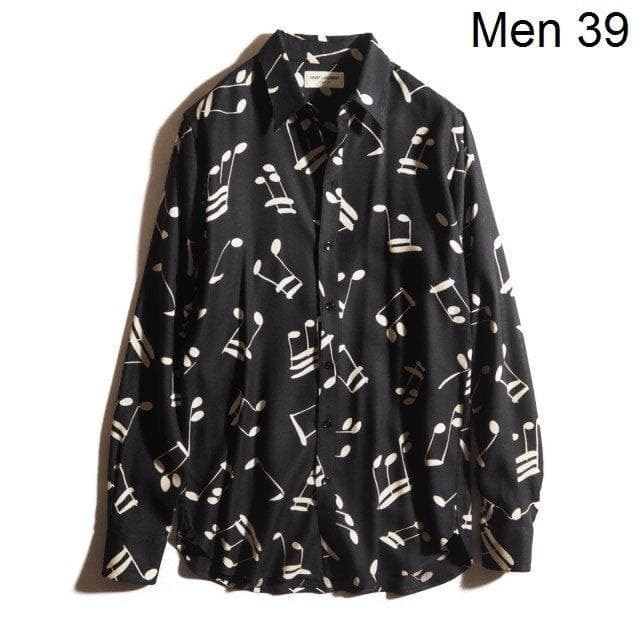 SAINT LAURENT PARIS サンローランパリ 16年AW（春～秋向き） エディスリマン期 音符シャツ ブラック 39 