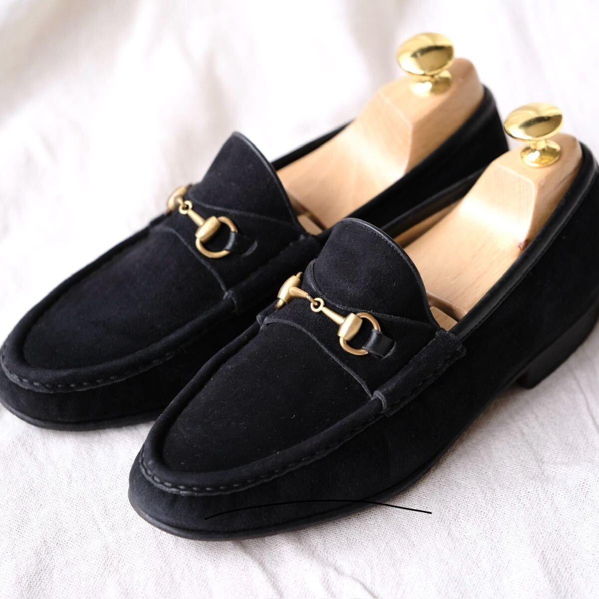 GUCCIグッチ ホースビットスエードローファー ブラック35C