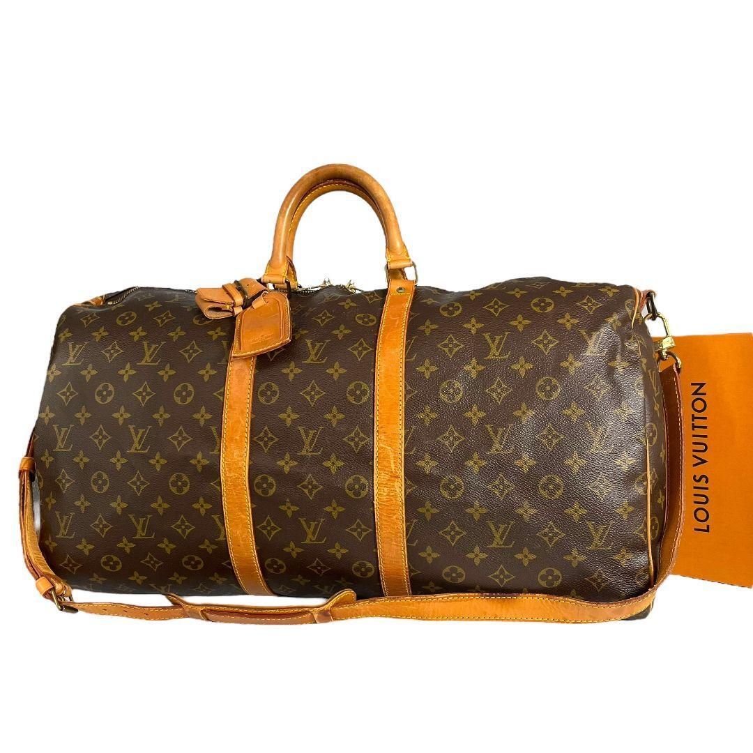 鑑定済☆ルイヴィトン　LOUIS VUITTON　モノグラム　キーポル バンドリエール55　ボストンバッグ　ブラウン　茶