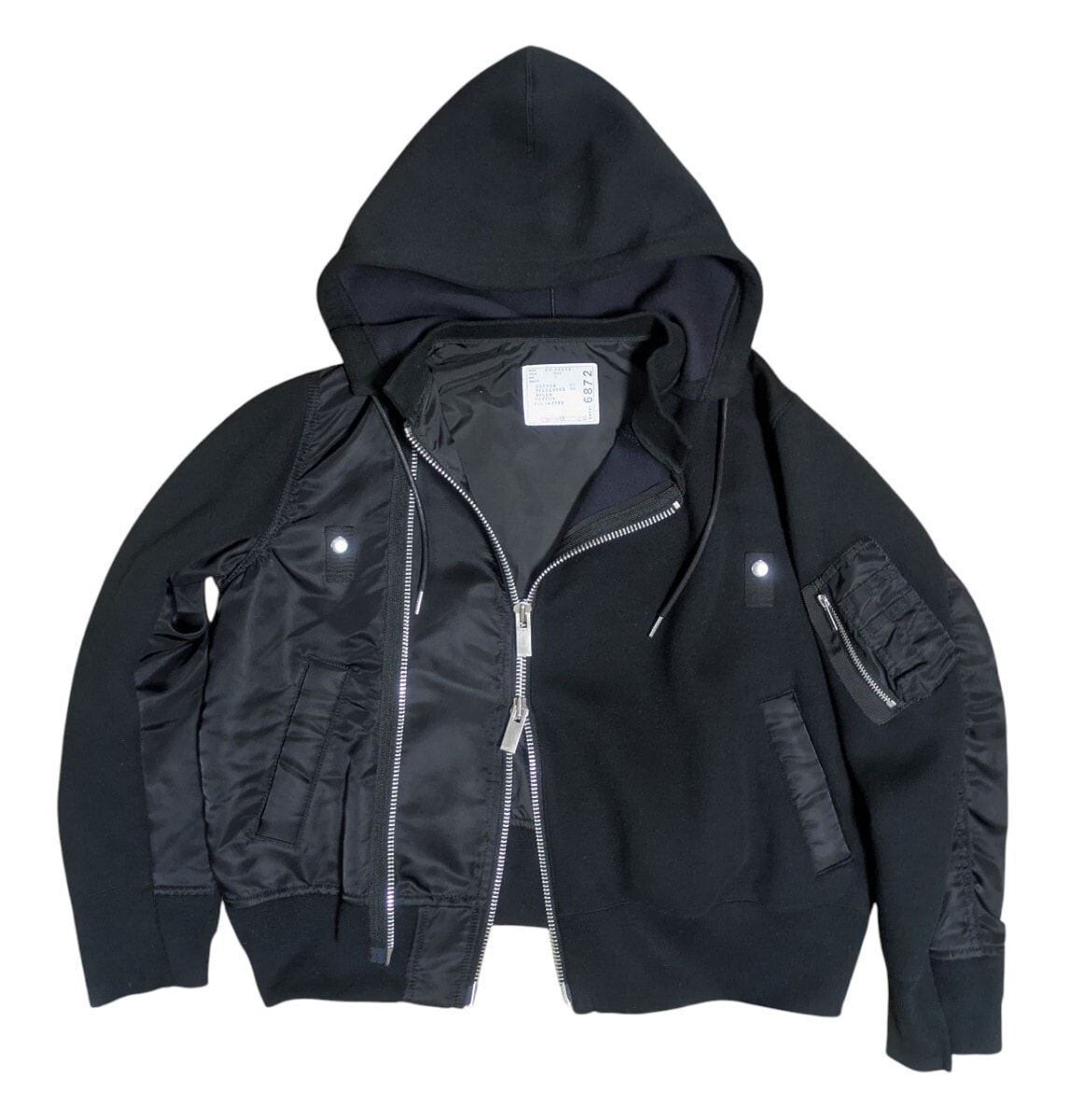 sacai スポンジスウェットパーカー サイズ1 サカイ ブルゾン フーディ sponge sweat hoodie blouson parka 黒