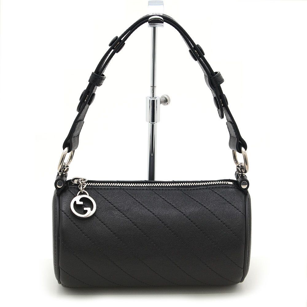 中古 美品 ほぼ未使用 GUCCI グッチ ブロンディ ミニ ショルダーバッグ 760170 ブラック レザー シルバー金具 イタリア製 ミニバッグ 黒