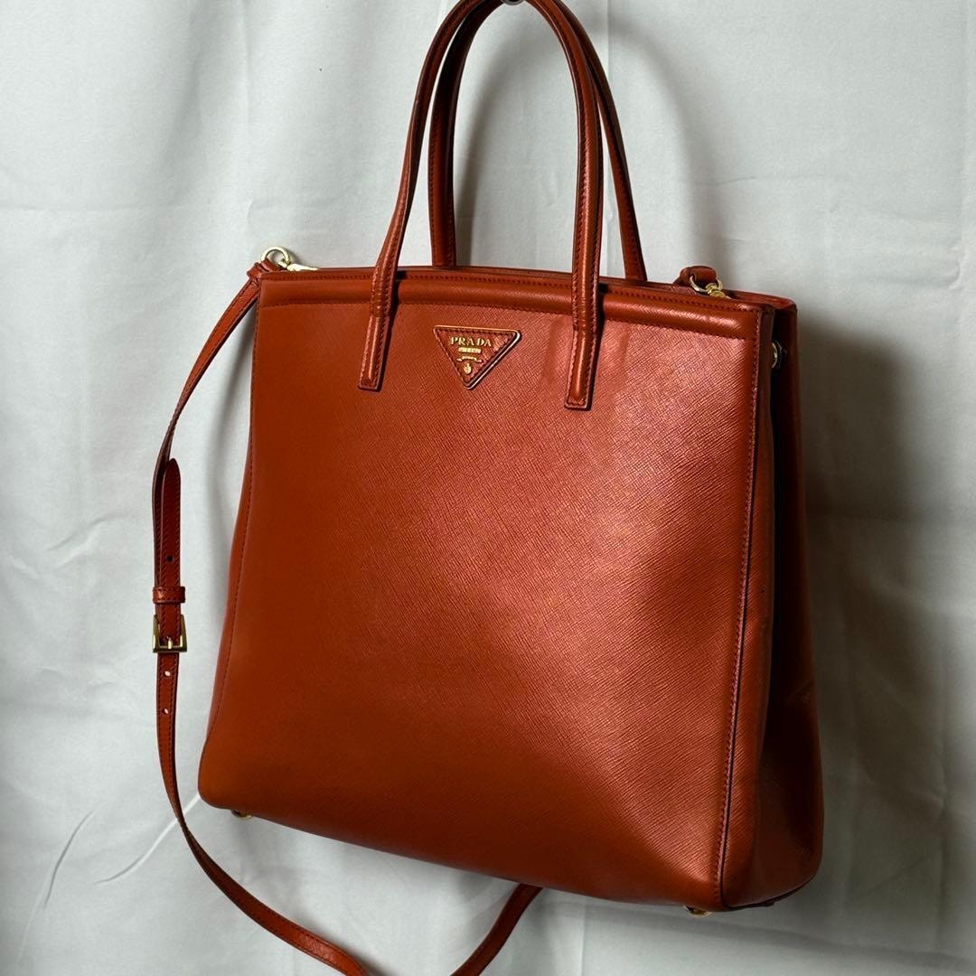 B (目立った傷や汚れなし)】PRADAサフィアーノレザー2WAYハンドバッグ