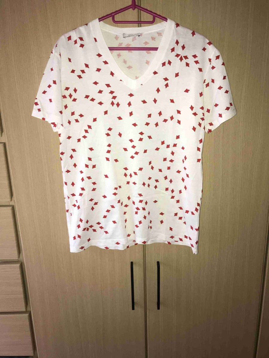 国内正規 08SS Dior Homme ディオールオム KRIS VAN ASSCHE クリスヴァンアッシュ 矢印 Tシャツ カットソー 白×ピンク XXS 8E3364540118