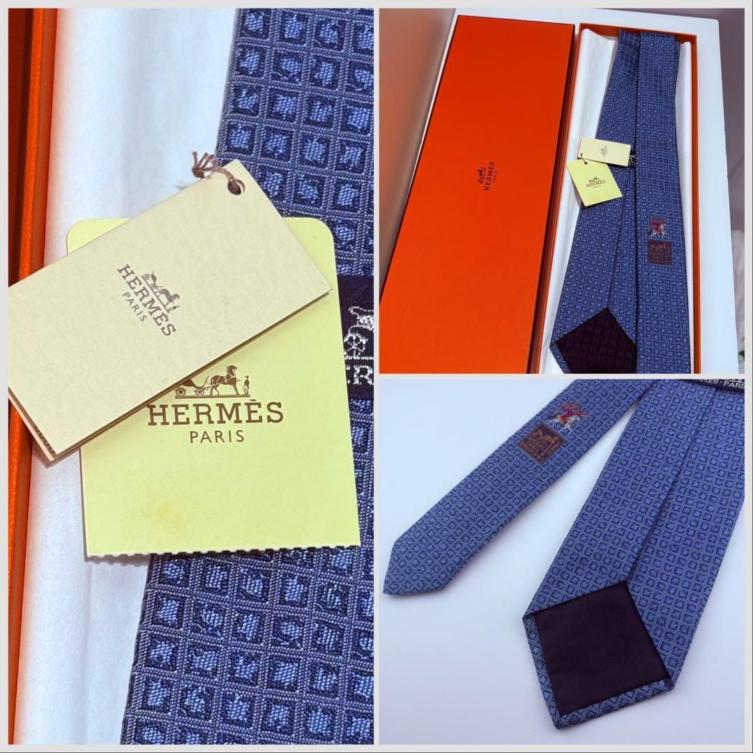 Hermes’ Ginzaネクタイ　新品未使用箱タグ付き　現行柄
