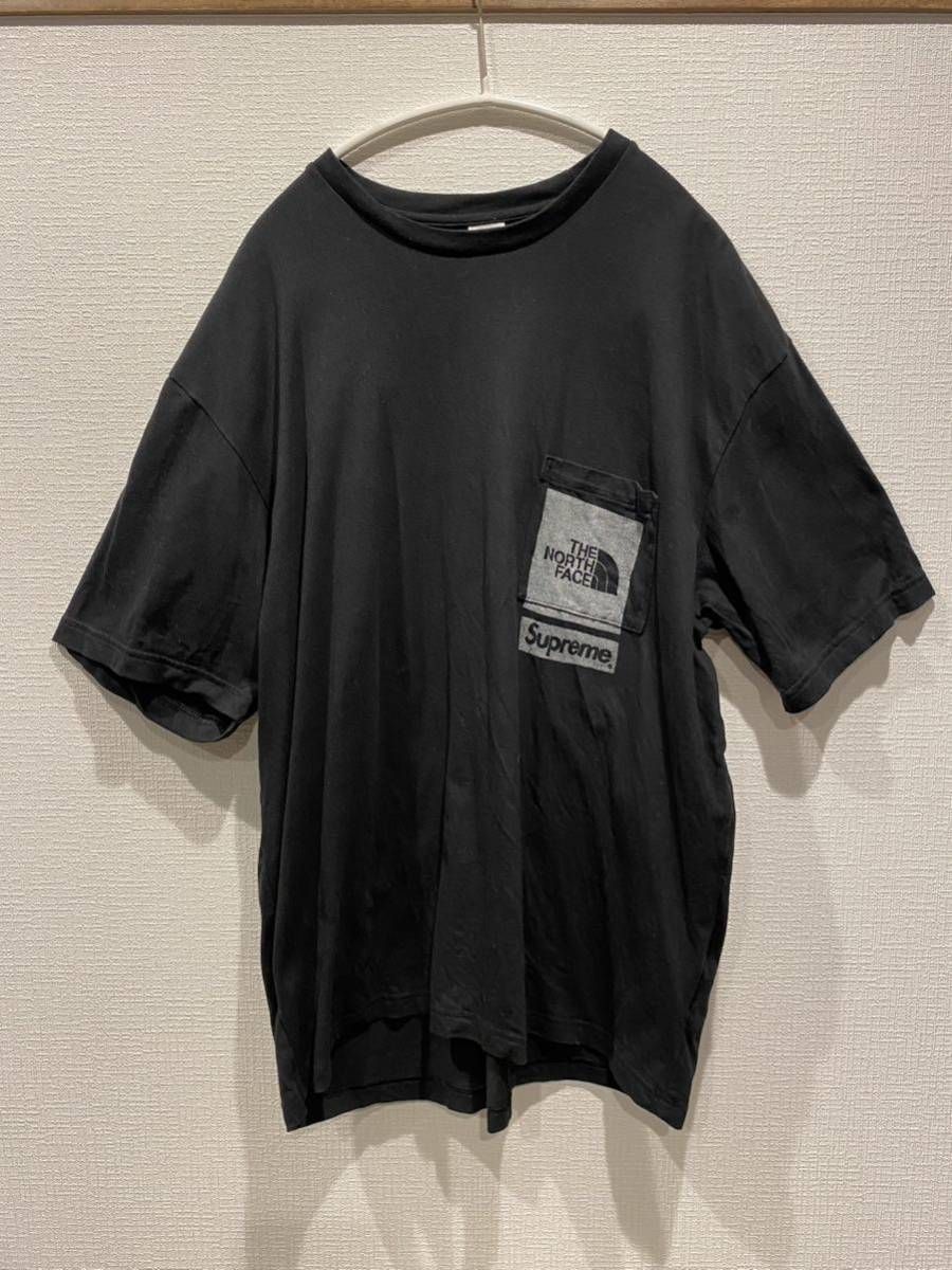 シュプリーム ザノースフェイス プリンティド ポケット Tシャツ "ブラック"