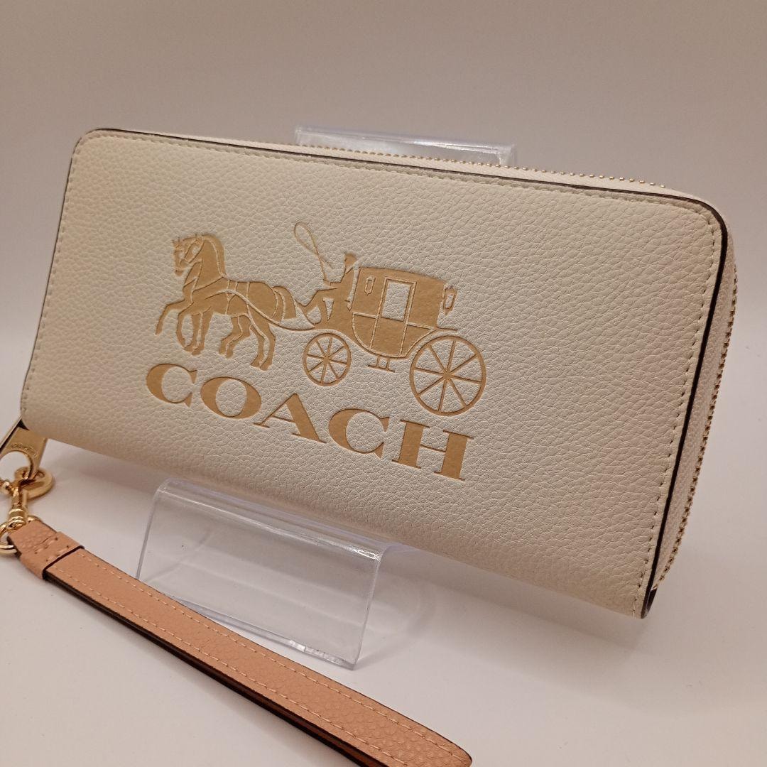 A (未使用に近い)】COACHコーチ C4110 ラウンドジップウォレット 箱 