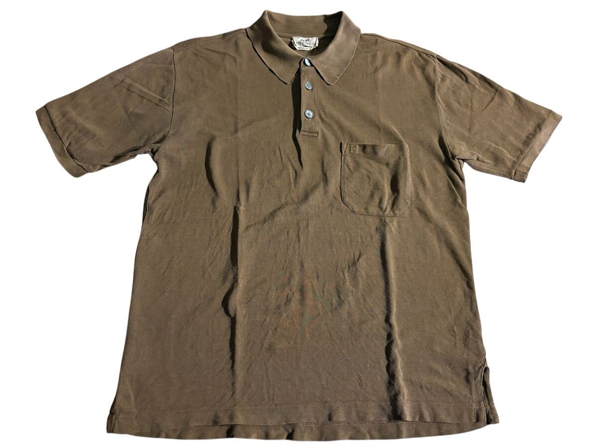 Hermesエルメス　メンズイタリア製 カノコポロシャツ ポケットHロゴ