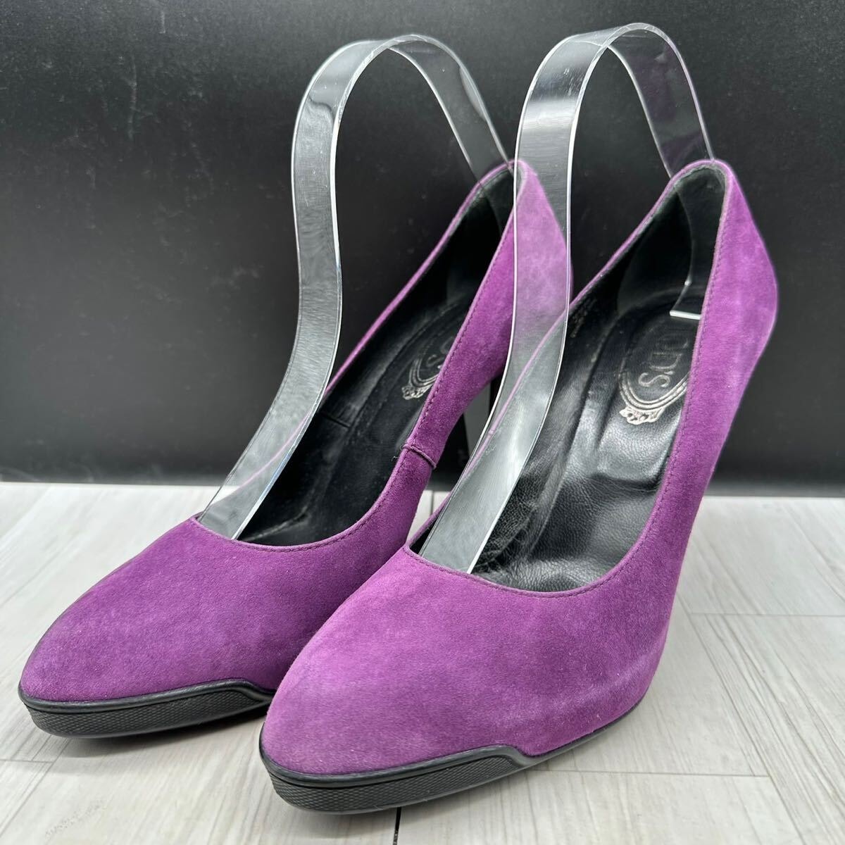 【TOD'S】トッズ 39.5 ハイヒール パンプス スエード25.5 紫