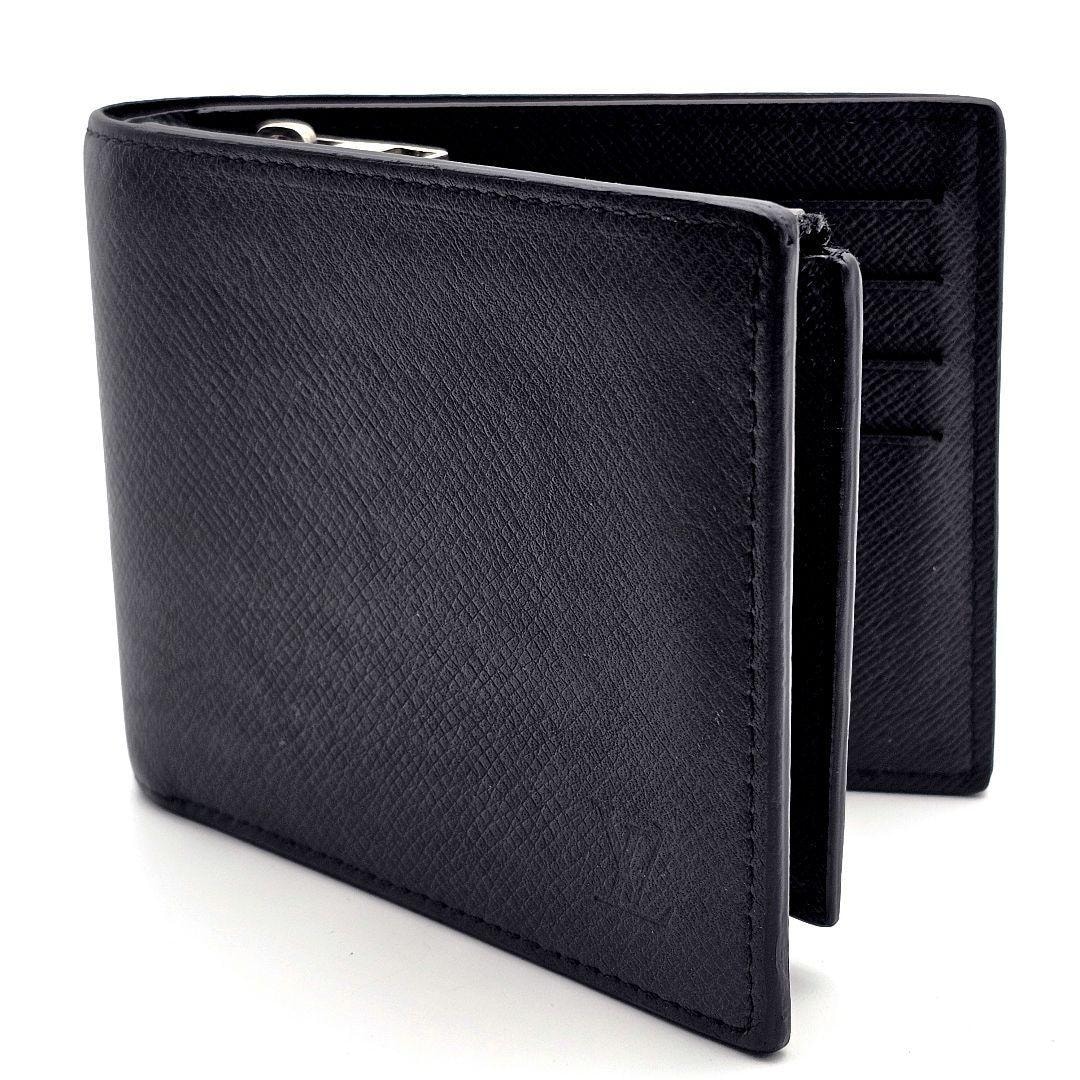 ルイヴィトン　ポルトフォイユ　アメリゴ　二つ折り財布　タイガ　コンパクト　アルドワーズ　黒系　ブラック　B436