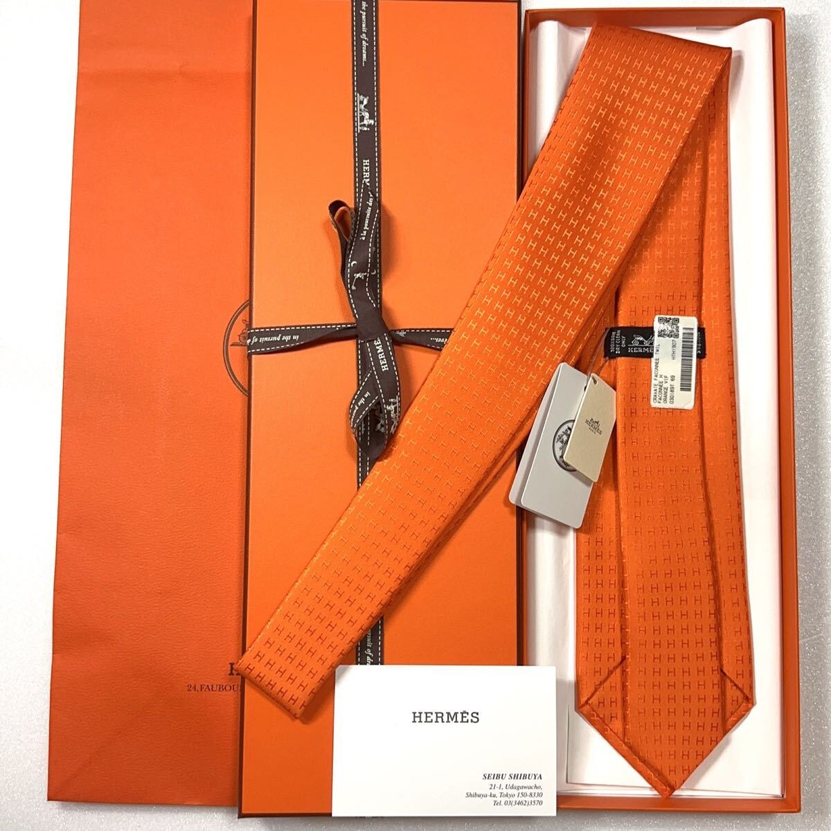 【ファソネ✨】HERMES ネクタイ　オレンジ　H柄　総柄　高級シルク 楽天市場】【新品】エルメス HERMES ネクタイ ヘヴィ シルクタイ