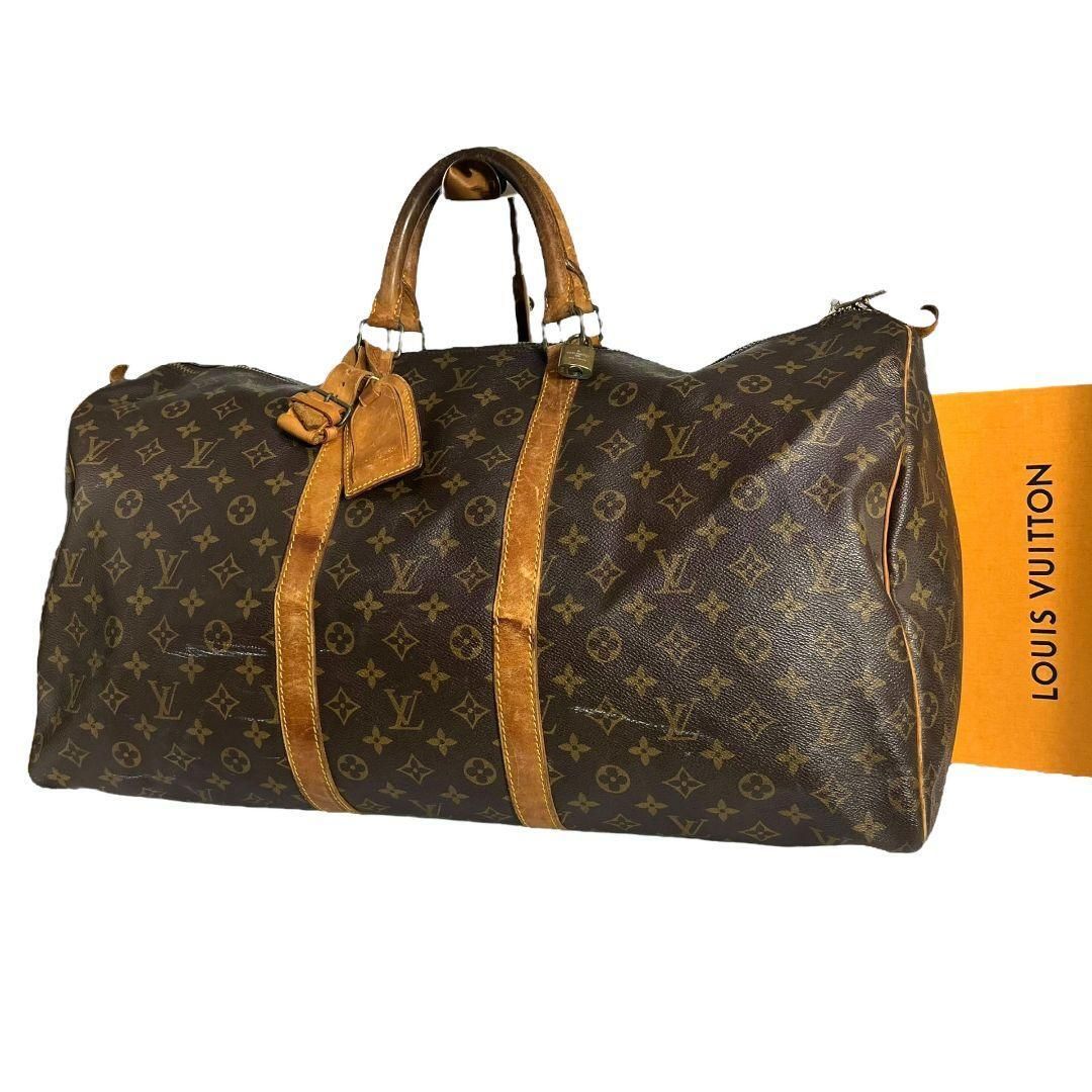 鑑定済☆ルイヴィトン　LOUIS VUITTON　キーポル55 モノグラム　　ボストンバッグ　ブラウン　茶　旅行かばん 旅行用バッグ　鑑定済