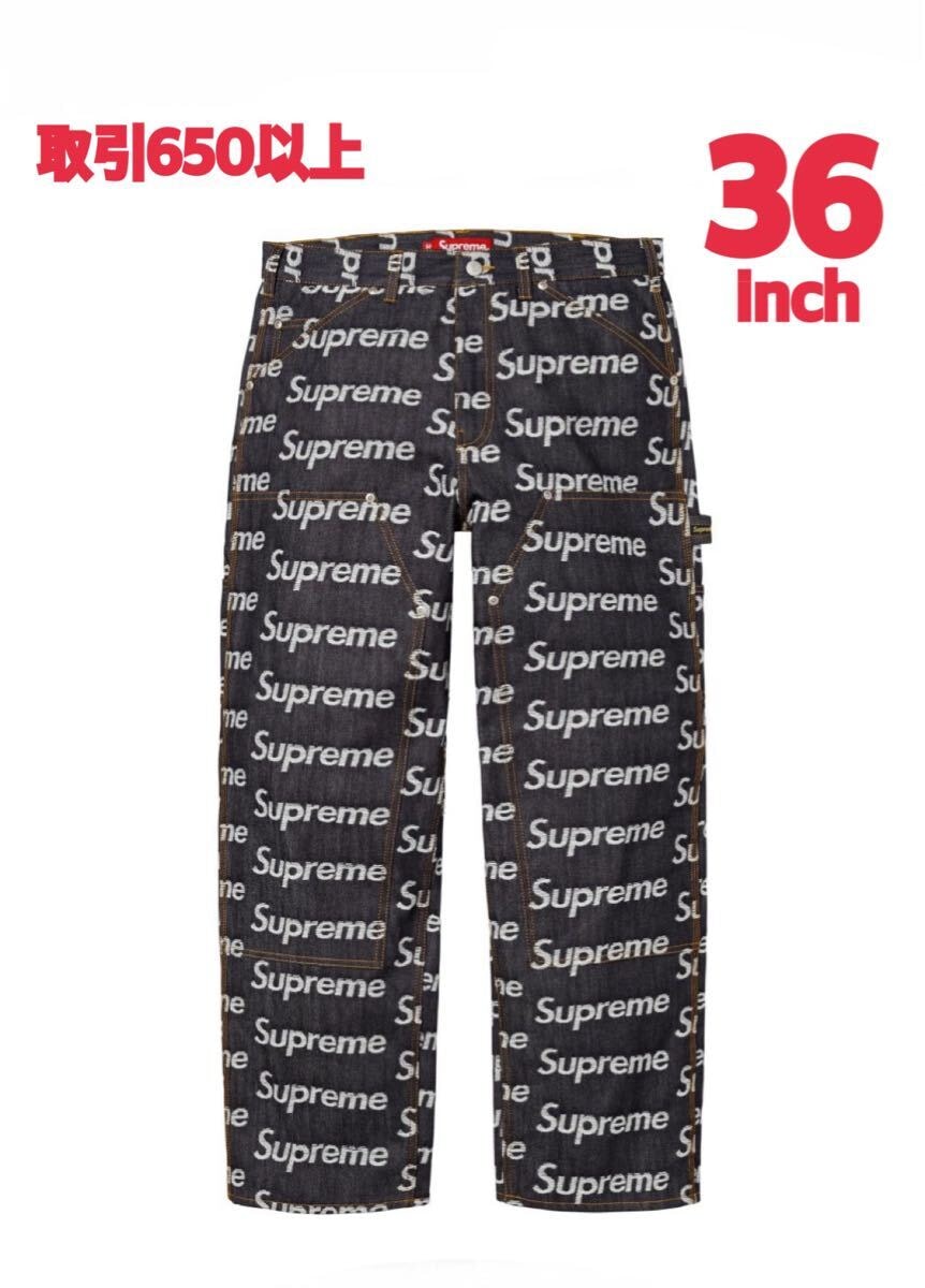 Supreme Jacquard Logos Denim Double Knee Denim Painter Jean Indigo 36インチ シュプリーム デニム ダブルニー ペインターパンツ