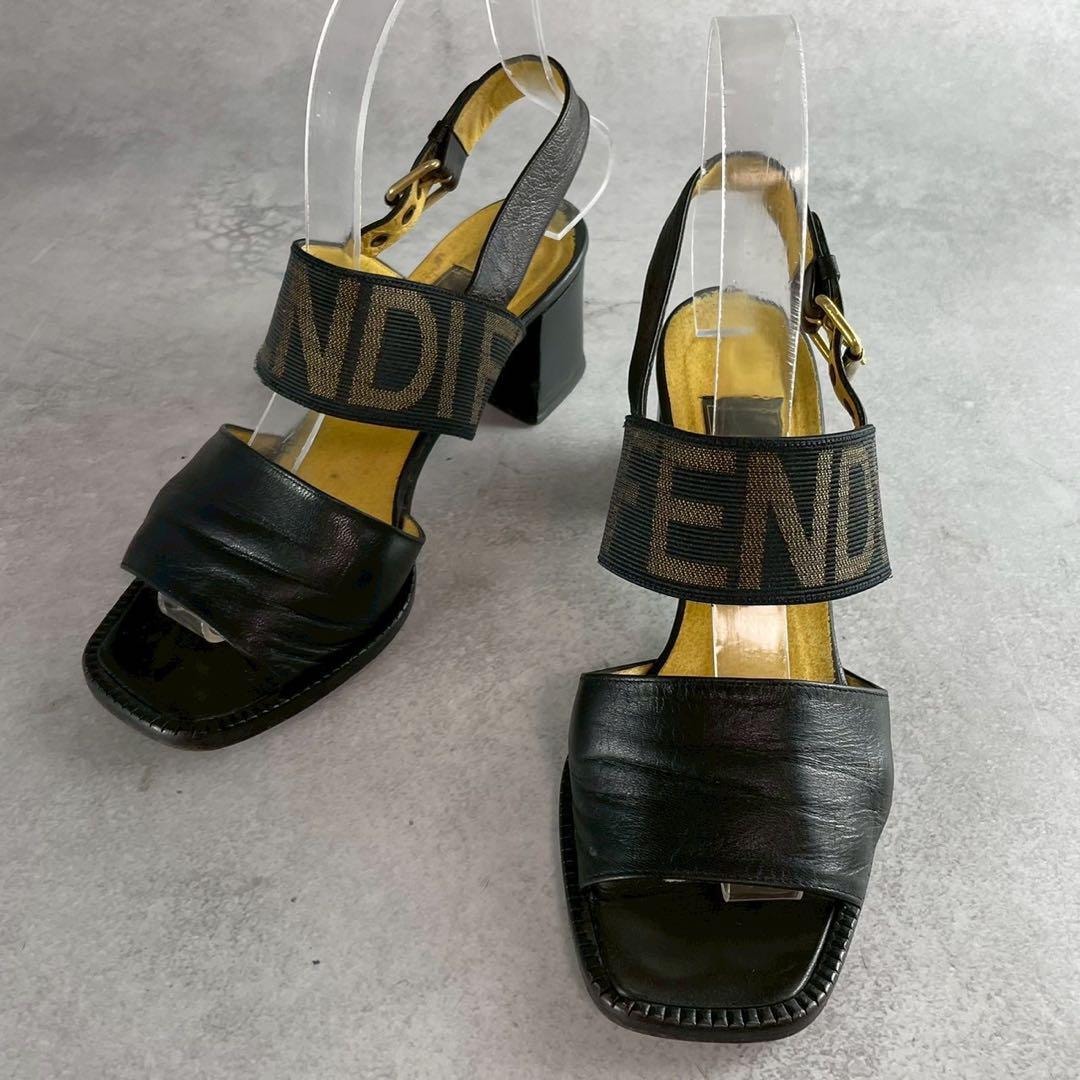 【美品】FENDI ウェッジ ソール ズッカ サンダル イエロー 37イタリア製 FENDI(フェンディ) オープントゥウェッジソールサンダル