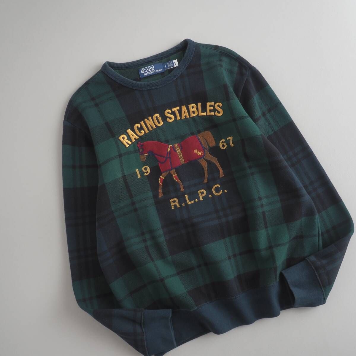 ラルフローレン　Ralph Lauren　スウェット　トレーナー　ブラックウォッチ柄　ポニー　メンズ　美品
