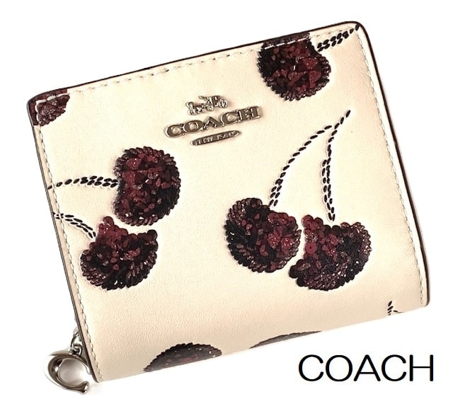 特価！ とっても可愛い♪ COACH コーチ チェリー プリント 二つ折り財布 ミニ財布 チョークマルチ CDF19 新品本物