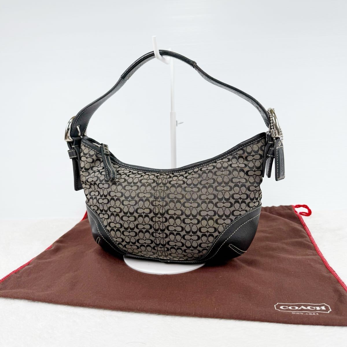 Coach Hobo Mini Signature One Shoulder コーチ ホーボー ミニシグネチャー ワンショルダーバッグ キャンバス レザー ブラック 黒 Y2K