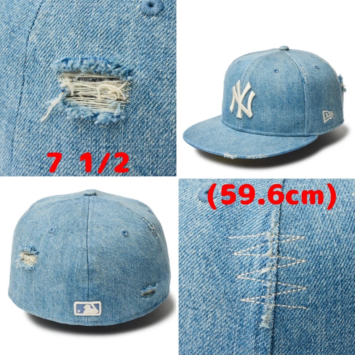 【送料込・新品】NEW ERA 59FIFTY ヤンキース ウォッシュドデニム;